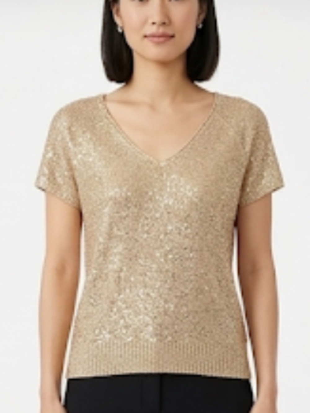 Philosophy sparkling sequin knit top gold top size SP